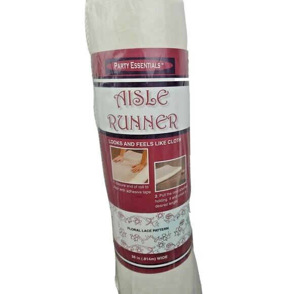 Wedding White Aisle Runner Party Essentials Floral Lace Pattern 3 Ft X 75 Ft NEW - Picture 1 of 5